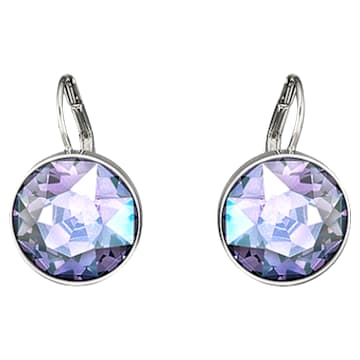 Bella 水滴形耳環, 圓形切割, 紫色, 鍍白金色 - Swarovski, 5030703