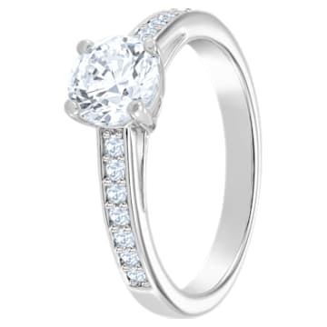 Attract ring, Round cut crystal, White, Rhodium plated - Swarovski, 5032920