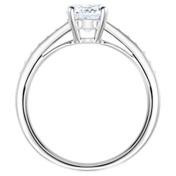 Attract ring, Round cut crystal, White, Rhodium plated - Swarovski, 5032920