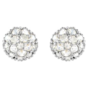 Euphoria 耳钉, 圆形, 白色, 镀铑 - Swarovski, 5073039