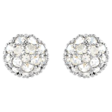 Euphoria stud earrings, Round shape, White, Rhodium plated - Swarovski, 5073039