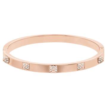 Fresh bangle, Round cut, White, Rose gold-tone plated