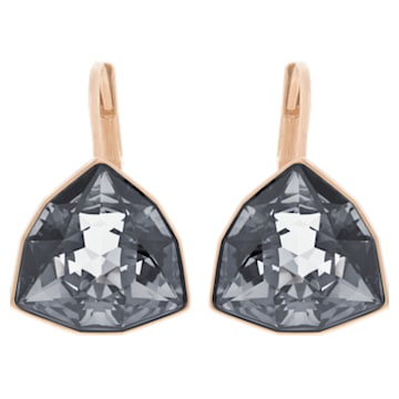 Brief Pierced Earrings, Grey, Rose gold plating - Swarovski, 5098376