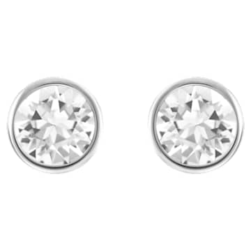 Imber stud earrings Round cut White Rhodium plated Swarovski