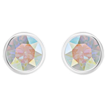 Solitaire stud earrings, Multicolored, Rhodium plated - Swarovski, 5101343