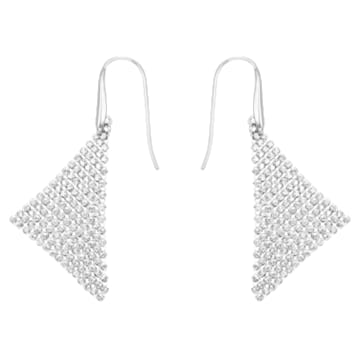 Fit drop earrings, White, Rhodium plated - Swarovski, 5143068