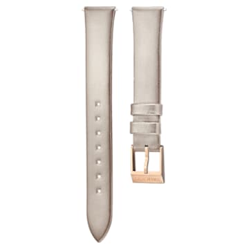 12mm Watch strap, Leather, Light grey, Rose-gold tone plated - Swarovski, 5159361
