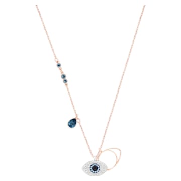 Swarovski Symbolic pendant, Evil eye, Blue, Mixed metal finish