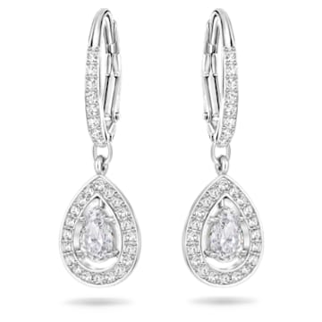 Angelic drop earrings, Pear cut, White, Rhodium plated - Swarovski, 5197458
