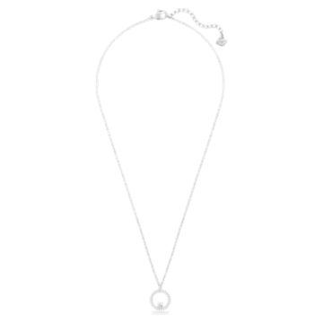 Creativity pendant, Circle, White, Rhodium plated - Swarovski, 5198686