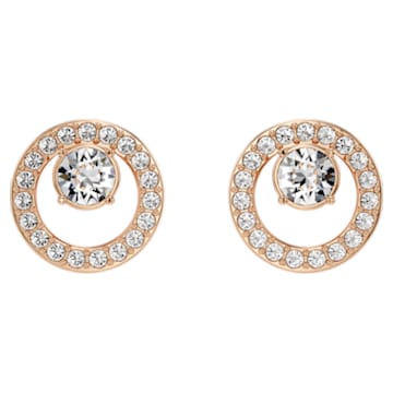Creativity stud earrings, Circle, White, Rose gold-tone plated - Swarovski, 5199827