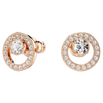 Creativity stud earrings, Circle, White, Rose gold-tone plated - Swarovski, 5199827