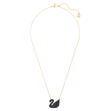 Pingente Swarovski Iconic Swan, Cisne, Médio, Preto, Lacado a rosa dourado - Swarovski, 5204134