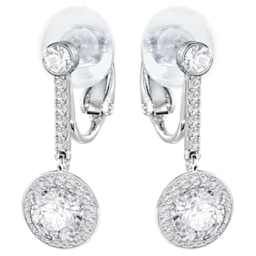 Attract Clip Earrings, White, Rhodium plated - Swarovski, 5213594