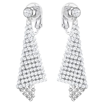 Fit clip earrings, Chandelier, White, Rhodium plated - Swarovski, 5214317