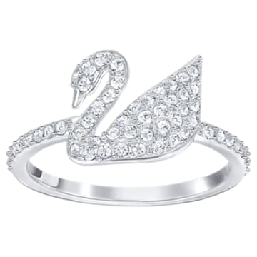 Swarovski Iconic Swan ring, White, Rhodium plated - Swarovski, 5215040