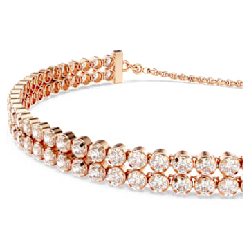Subtle 手链, 圆形切割, 白色, 镀玫瑰金色调 - Swarovski, 5224182