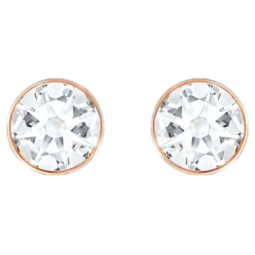 Forward Pierced Earring Jackets, White, Rose gold plating - Swarovski, 5230544