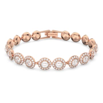 Angelic bracelet, Round cut, Pavé, White, Rose gold-tone plated - Swarovski, 5240513