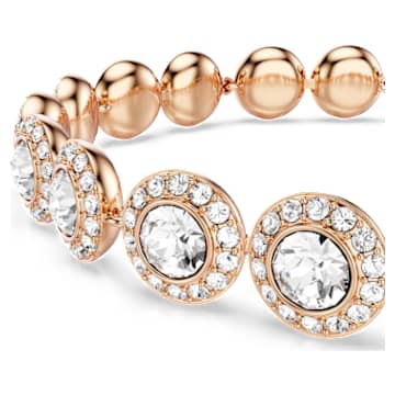 Angelic bracelet, Round cut, Pavé, Medium, White, Rose gold-tone plated - Swarovski, 5240513