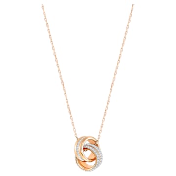 Further pendant, Pavé, Intertwined circles, White, Rose-gold tone plated - Swarovski, 5240525
