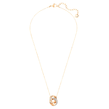 Wisiorek Further, Oprawa brukowa, Splecione ze sobą obręcze, Biały, Powłoka w odcieniu różowego złota - Swarovski, 5240525