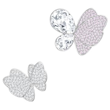 Gemina brooch, Set (2), Butterfly, Pink, Rhodium plated - Swarovski, 5255779
