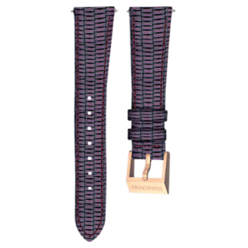 18mm watch strap, Leather with stitching, Purple, Rose gold-tone plated - Swarovski, 5263560