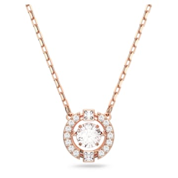 hoofdzakelijk nieuwigheid kas Swarovski Sparkling Dance necklace, Round cut, White, Rose gold-tone plated  | Swarovski