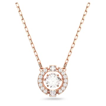 Una necklace, Round cut, White, 18K rose gold finish | Swarovski