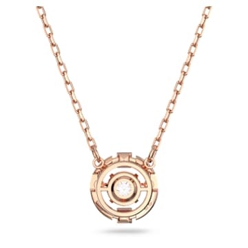 Swarovski Sparkling Dance necklace, Round cut, White, Rose gold-tone plated - Swarovski, 5272364