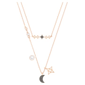 Colar Swarovski Symbolic, Conjunto (2), Moon and star, Preto, Lacado a rosa dourado - Swarovski, 5273290