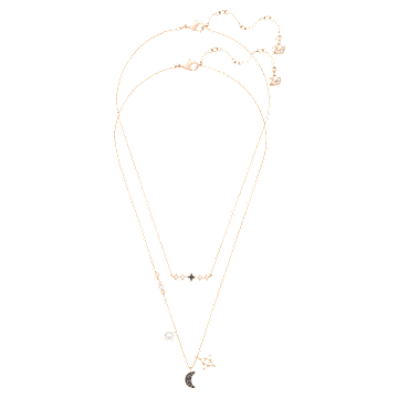 Collar Swarovski Symbolic, Conjunto (2), Luna y estrella, Negro, Baño tono oro rosa - Swarovski, 5273290