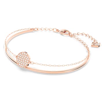 Ginger bangle, White, Rose gold-tone plated - Swarovski, 5274892