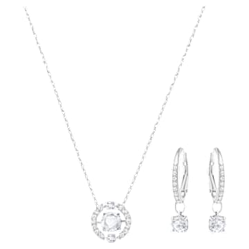 Swarovski Sparkling Dance 套裝, 圓形切割, 細碼, 白色, 鍍白金色 - Swarovski, 5279018