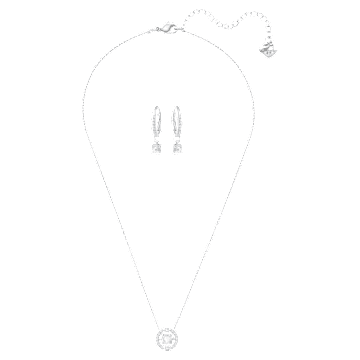 Conjunto Swarovski Sparkling Dance, Lapidação redonda, Pequeno, Branco, Lacado a ródio - Swarovski, 5279018
