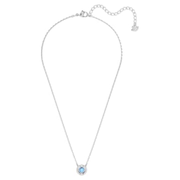 Swarovski Sparkling Dance necklace, Round, Blue, Rhodium plated - Swarovski, 5279425