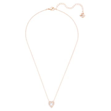 Swarovski Sparkling Dance necklace, Heart, White, Rose gold-tone plated - Swarovski, 5284188