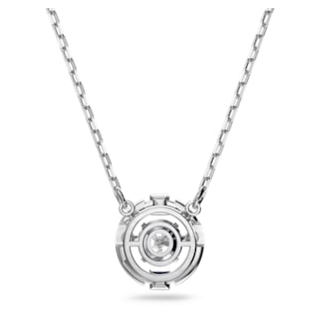 Swarovski Sparkling Dance necklace, Round cut, White, Rhodium plated - Swarovski, 5286137