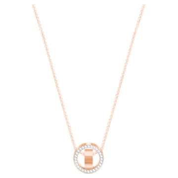Hollow pendant, Round shape, White, Rose gold-tone plated - Swarovski, 5289495