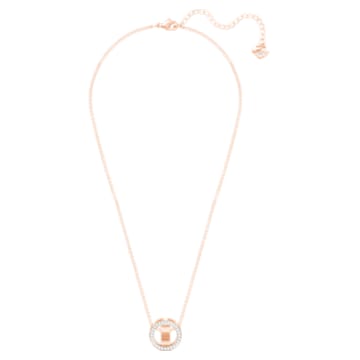 Hollow pendant, Round shape, White, Rose gold-tone plated - Swarovski, 5289495