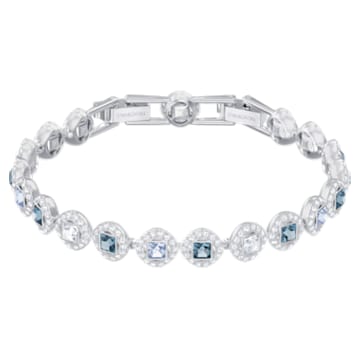 Angelic Square bracelet, Blue, Rhodium plated - Swarovski, 5289514
