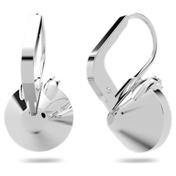 Bella V drop earrings, Round cut, White, Rhodium plated - Swarovski, 5292855