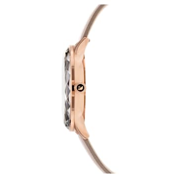 Octea Nova 腕表, 真皮表带, 灰色, 玫瑰金色调润饰 - Swarovski, 5295326