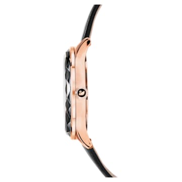 Octea Nova 腕表, 瑞士制造, 真皮表带, 黑色, 玫瑰金色调润饰 - Swarovski, 5295358