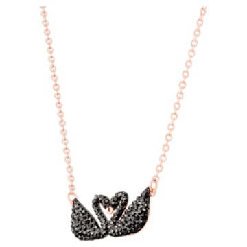 Collar Swarovski Iconic Swan, Cisne, Negro, Baño tono oro rosa - Swarovski, 5296468
