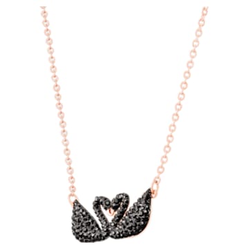 Collier Swarovski Iconic Swan, Cygne, Noir, Placage de ton or rosé - Swarovski, 5296468