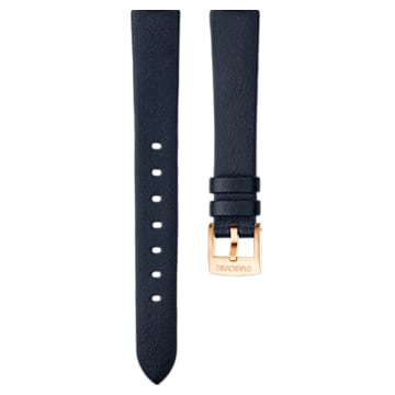 14mm Watch strap, Leather, Black, Rose-gold tone plated - Swarovski, 5301922