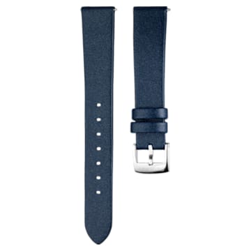 16mm watch strap, Leather, Blue, Stainless steel - Swarovski, 5302282