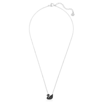 Swarovski Iconic Swan 链坠, 天鹅, 小码, 黑色, 镀铑 - Swarovski, 5347330